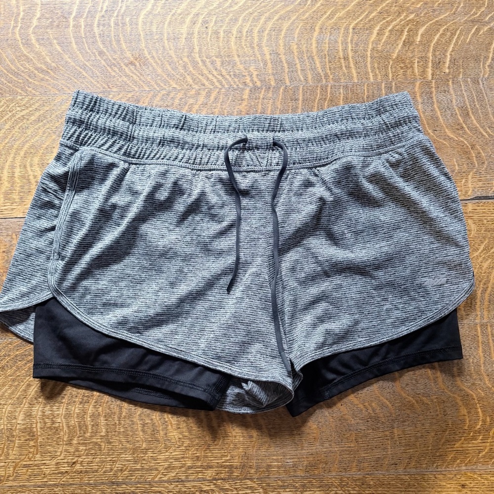 Avia Gray Two-Layer Athletic Shorts with Black Liner